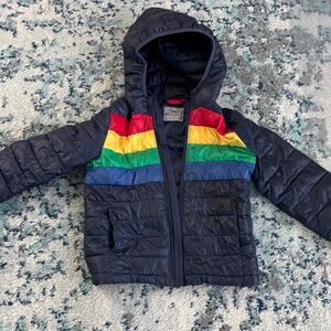 Kids' Primary Navy Blue Rainbow Puffer Sz 6-7